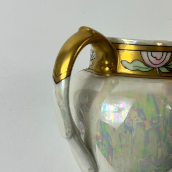 Antique Jean Pouyat Limoges Pitcher 4" Art Deco Glazed Pearlescent 1900s Gold - Picture 9 of 12